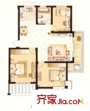 昆山 鑫達(dá)風(fēng)和日麗 戶型圖 3室2廳1衛(wèi)