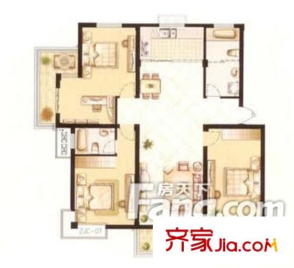 昆山 鑫達風和日麗 戶型圖 3室2廳2衛(wèi)