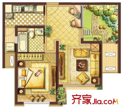 綠地21新城1-2-4號(hào)樓1+1房（已售罄） 1室2廳1衛(wèi)1廚