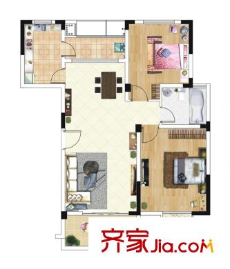建邦華府戶型圖1#A戶型 2室2廳1衛(wèi)1廚