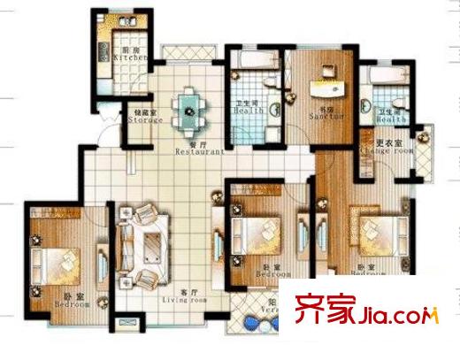 怡馨花園二期戶型圖戶型圖 4室2廳2衛(wèi)1廚