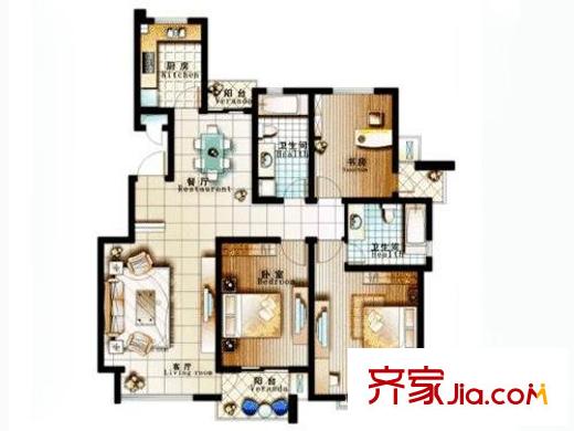 怡馨花園二期戶型圖戶型圖 3室2廳2衛(wèi)1廚