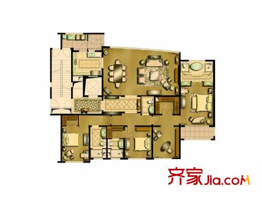 水岸清華?瀚宮86#、88#標(biāo)準(zhǔn)層禮藏戶型 4室2廳4衛(wèi)1廚