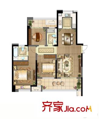 水岸清華?瀚宮10#標(biāo)準(zhǔn)層?xùn)|邊03室戶型 3室2廳1衛(wèi)1廚