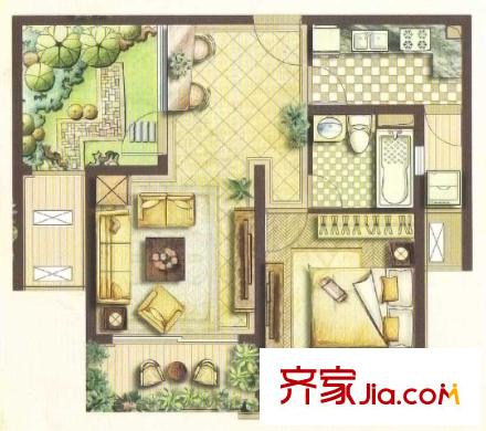 綠地21新城二期3#樓浪漫空間（已售罄） 1室2廳1衛(wèi)1廚