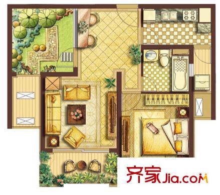 綠地21新城3號(hào)樓1+1房（已售罄） 1室2廳1衛(wèi)1廚
