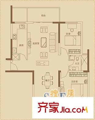 長江壹號戶型圖戶型圖 2室2廳1衛(wèi)1廚