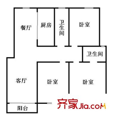 怡馨花園二期戶型圖戶型圖 3室2廳2衛(wèi)1廚
