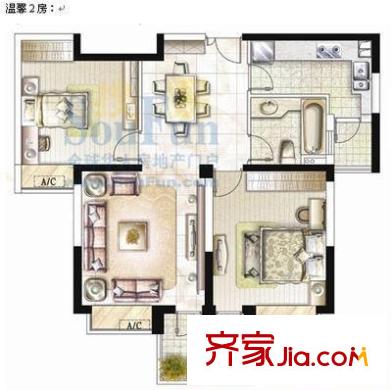 怡馨花園二期戶型圖戶型圖 2室2廳1衛(wèi)1廚