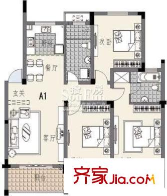 怡馨花園二期戶型圖戶型圖 3室2廳2衛(wèi)1廚