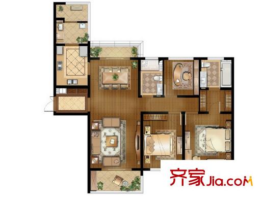 水岸清華?瀚宮83#、85#標(biāo)準(zhǔn)層雍容戶型 3室2廳2衛(wèi)1廚