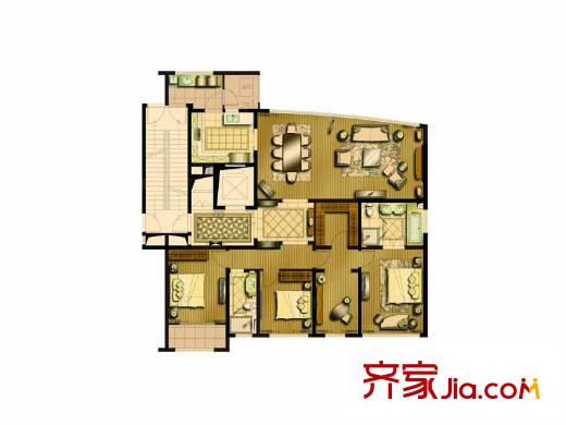 水岸清華?瀚宮87#、86#標(biāo)準(zhǔn)層大戶型 4室2廳2衛(wèi)1廚