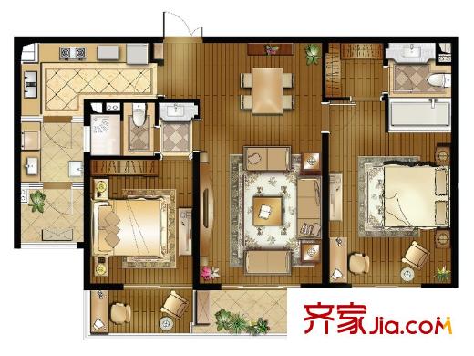 水岸清華?瀚宮83#、85#標(biāo)準(zhǔn)層雅致戶型 2室2廳2衛(wèi)1廚