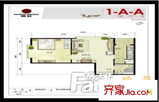 繁花中心公寓戶型圖戶型圖 1室1廳1衛(wèi)1廚