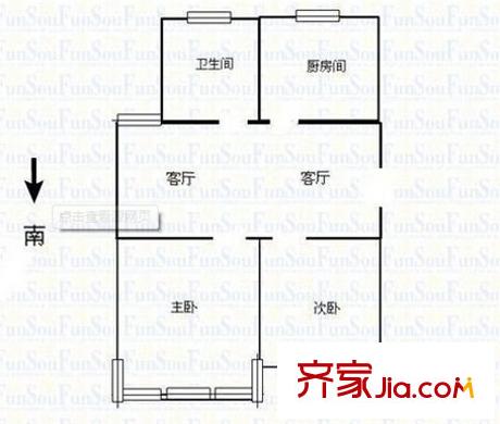 蓮香新村北區(qū)戶型圖戶型圖 2室1廳1衛(wèi)1廚
