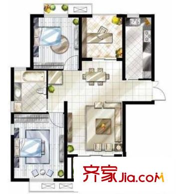 麗景苑 3室 戶型圖