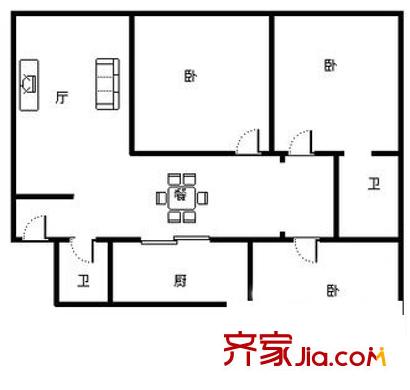 麗景苑 3室 戶型圖