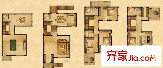 星寶花園戶型圖一期1-3、5#聯(lián)排別墅戶型 4室2廳4衛(wèi)1廚