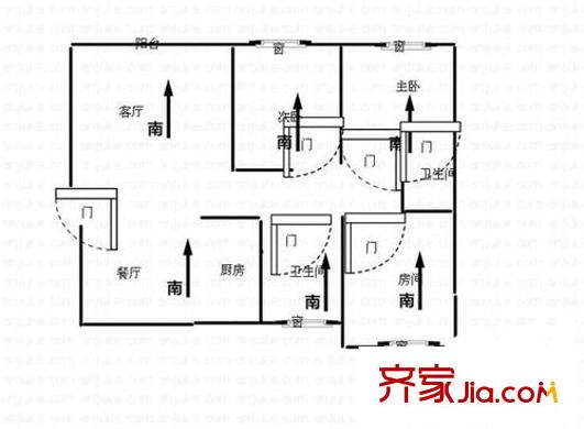 吳越尚院戶型圖戶型圖 3室2廳2衛(wèi)1廚