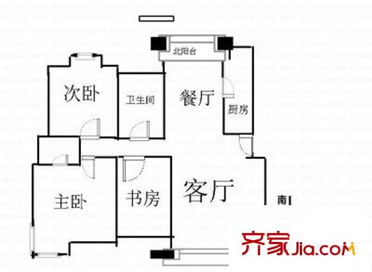 吳越尚院戶型圖戶型圖 3室2廳1衛(wèi)1廚
