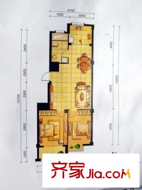 翡翠家園戶型圖戶型圖 2室1廳1衛(wèi)1廚