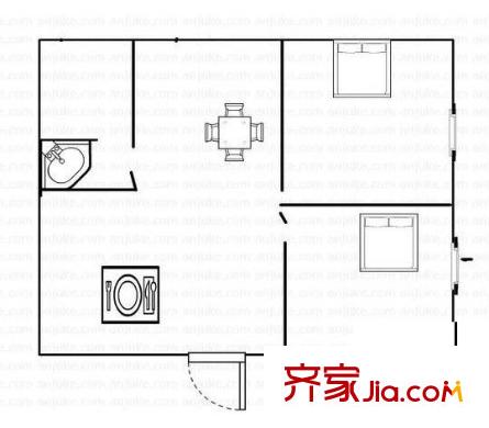 江城花園戶型圖戶型圖 2室2廳1衛(wèi)1廚