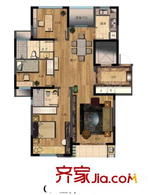 恒熙湖庭戶型圖C戶型標準層 3室2廳2衛(wèi)1廚