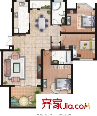 映月花園戶型圖 戶型圖 3室2廳2衛(wèi)1廚