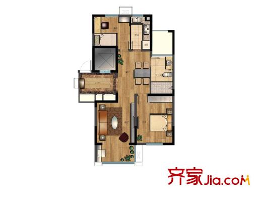 恒熙湖庭戶型圖101#標準層A戶型 2室1廳1衛(wèi)1廚