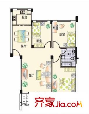 公交苑 4室 戶型圖