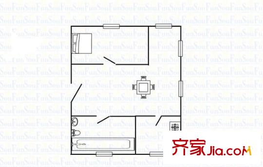 映月花園戶型圖戶型圖 1室1廳1衛(wèi)1廚