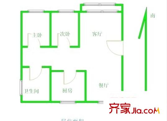 花卉小區(qū) 2室 戶型圖
