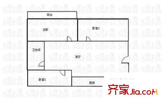 花卉小區(qū) 3室 戶型圖