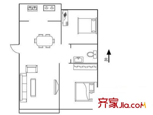 珠江新城戶(hù)型圖戶(hù)型圖 2室2廳1衛(wèi)1廚