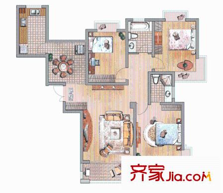 中惠晨曦印象三期戶型圖D 3室2廳2衛(wèi)1廚