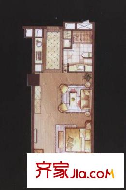 珠江新城戶(hù)型圖戶(hù)型圖 1室1廳1衛(wèi)1廚