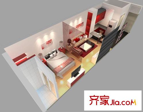 派客公寓戶型圖一期1#樓公寓標準層A戶型 1室1廳1衛(wèi)1廚