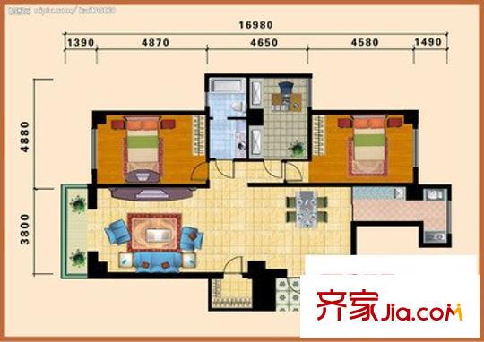 悠尚生活廣場 2室 戶型圖