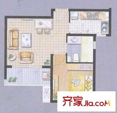 綠地21城D區(qū)樨桂園 1室 戶型圖