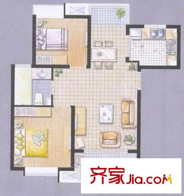 綠地21城D區(qū)樨桂園 2室 戶型圖