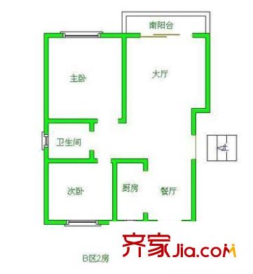 綠地21城D區(qū)樨桂園 2室 戶型圖