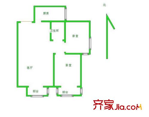 北城花園戶型圖戶型圖 2室1廳1衛(wèi)1廚