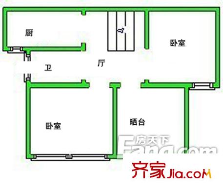 北城花園戶型圖戶型圖 2室1廳1衛(wèi)1廚