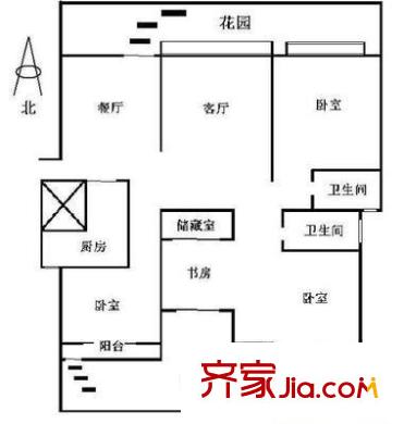 香榭假日山莊戶型圖戶型圖 4室1廳2衛(wèi)1廚
