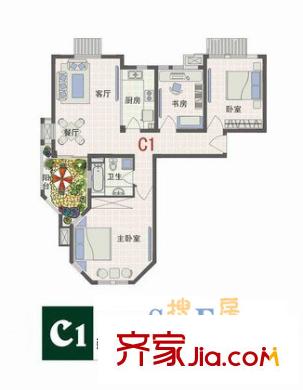 太湖帕堤歐戶型圖 戶型圖 3室1廳1衛(wèi)1廚