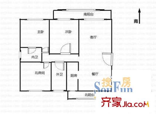 太湖帕堤歐戶型圖戶型圖 3室2廳2衛(wèi)1廚
