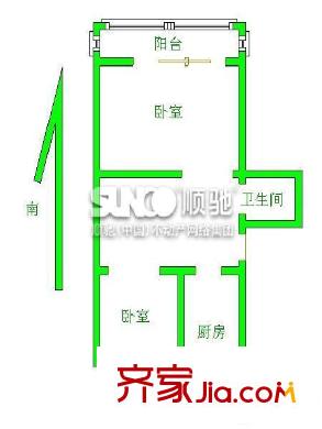 新鹿花苑戶型圖戶型圖 2室1廳1衛(wèi)1廚