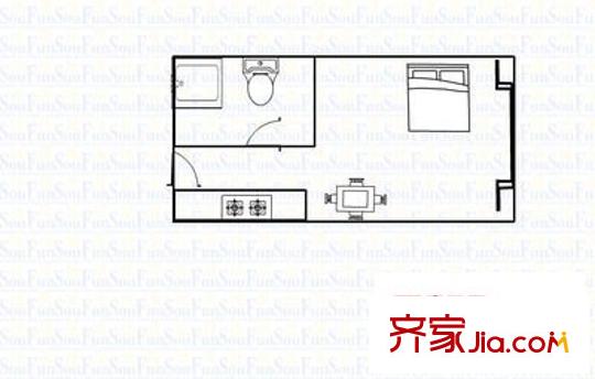德誠(chéng)嘉元廣場(chǎng)公寓戶型圖戶型圖 1室1廳1衛(wèi)1廚