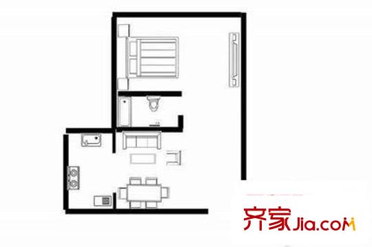德誠(chéng)嘉元廣場(chǎng)公寓戶型圖戶型圖 1室1廳1衛(wèi)1廚