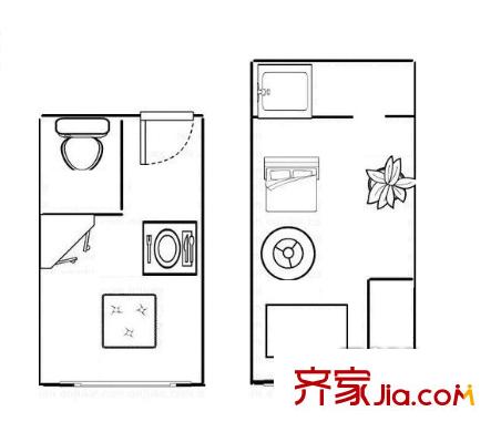星城銘座戶(hù)型圖戶(hù)型圖 1室1廳1衛(wèi)1廚